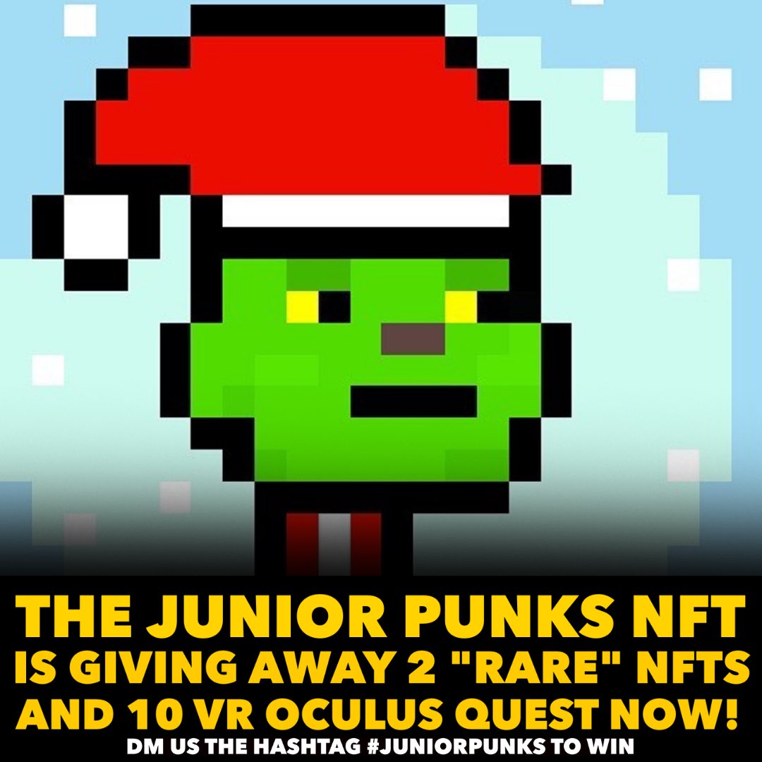 JuniorPunksNFT's tweet photo. We are giving away 2 rare NFTS and 10 Oculus Quest! All you have to do is

1. Follow us @JuniorPunksNFT 
2. Retweet this tweet
3. Tag 3 Friends 
4. DM us “#juniorpunks” on Instagram! https://t.co/2fhyMHilga