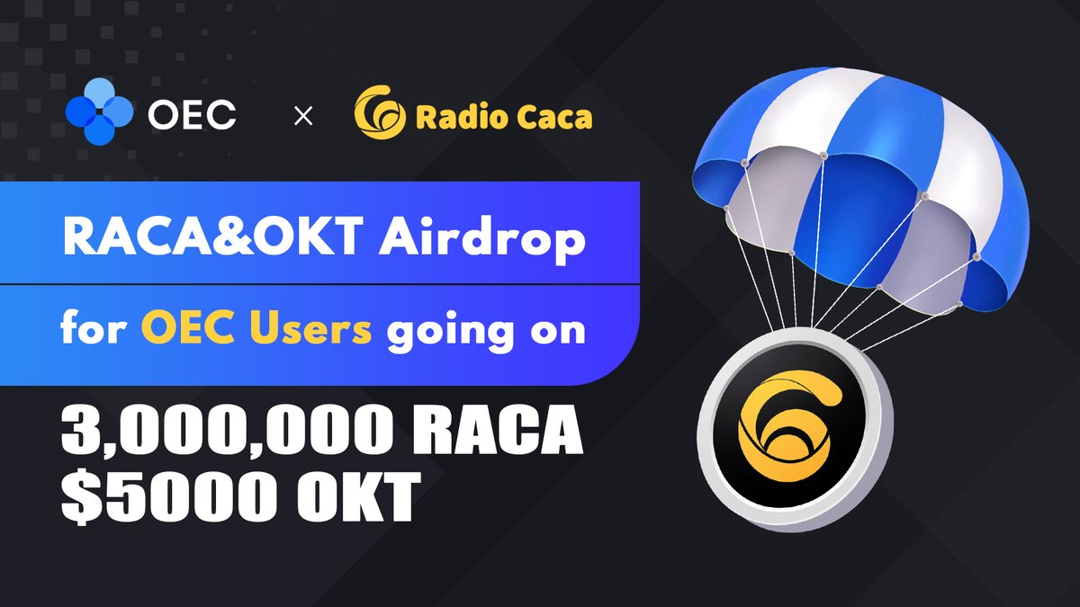 OKT Chain ⚛🕸 (@okcnetwork) on Twitter photo 🥂 Time to celebrate the launch of <a href="/RadioCacaNFT/">Follow @RACA_3</a> on #OEC 👾✨
6,000 of y'all to share a 3,000,000 $RACA & $5,000 worth $OKT token pool 👇🎁
✅ Follow <a href="/RadioCacaNFT/">Follow @RACA_3</a> @OECnetwork
✅ RT & @ 3 fds
✅ Join #RACA & #OEC Telegram groups
✅ Complete the form: bit.ly/3GnevGG 🥂 Time to celebrate the launch of <a href="/RadioCacaNFT/">Follow @RACA_3</a> on #OEC 👾✨
6,000 of y'all to share a 3,000,000 $RACA & $5,000 worth $OKT token pool 👇🎁
✅ Follow <a href="/RadioCacaNFT/">Follow @RACA_3</a> @OECnetwork
✅ RT & @ 3 fds
✅ Join #RACA & #OEC Telegram groups
✅ Complete the form: bit.ly/3GnevGG
