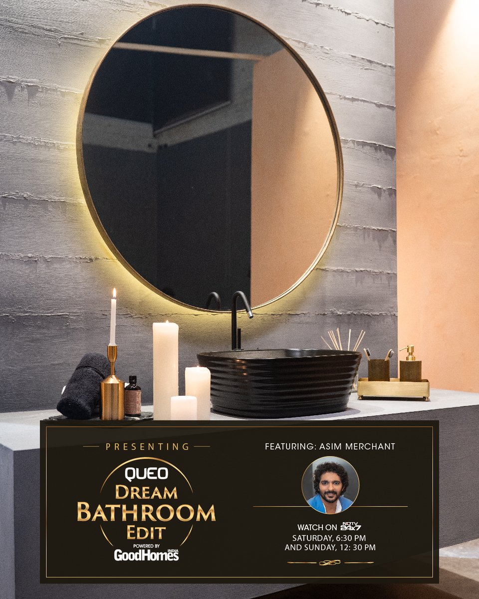 goodhomesindia's tweet image. Announcing The Finale, Episode #4: The Queo Dream Bathroom Edit powered by GoodHomes. Asim Merchant helps Ritika Rakhiani realise her dream. On NDTV 24X7, on 11th Dec, Sat, at 6:30pm, &amp;amp; 12th Dec, Sun at 12:30pm. @queo_bathrooms #queobathrooms #nothinglesswilldo #dreambathroomedit