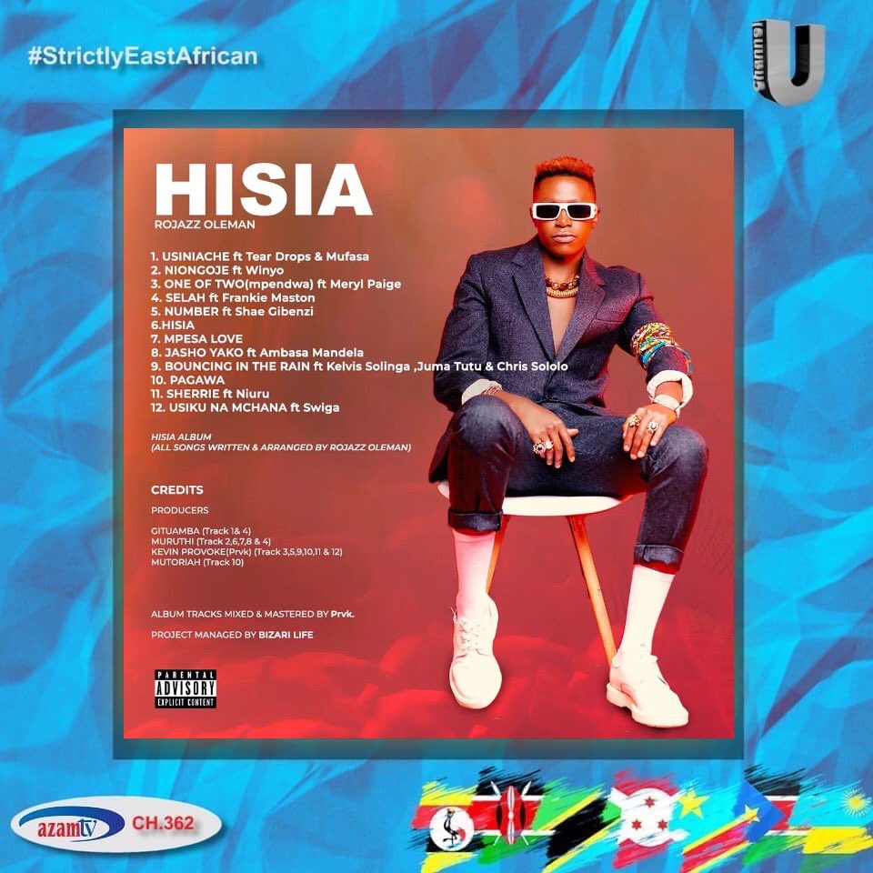 S2N_ENT's tweet photo. New album from @OlemanRojazz titled “HISIA” which translates to ‘FEELING’ 💥💥💥

@OlemanRojazz put his heart and soul during the creation process of this 12 track melodic album! Stream the album across all streaming platforms!

@azamtvtz 

#ChannelUMusic #StrictlyEastAfrican https://t.co/vivkOzuLiX