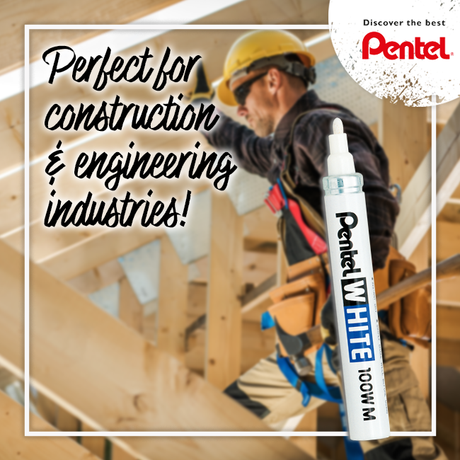 PentelSA's tweet photo. Pentel White Markers are perfect for those who often work with wood and metal in the engineering or construction industries. Get yours from your nearest stationery outlet. #Pentel #Stationery #WorkEssential #PentelInnovation https://t.co/lHG72sB4Mc