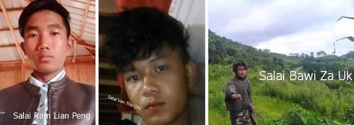GreenteaMomochi's tweet photo. During the clashes bet: local CDF in Thantlang &amp; SAC troops, three CDF comrades: Salai Ram Lain Peng, Salai Van Tha Ceu, Salai Bawi Za Uk have fallen while fighting for democracy. Rest in power heroes. #Dec9Coup  #WhatsHappeningInMyanmar https://t.co/yDtBWJOE1O