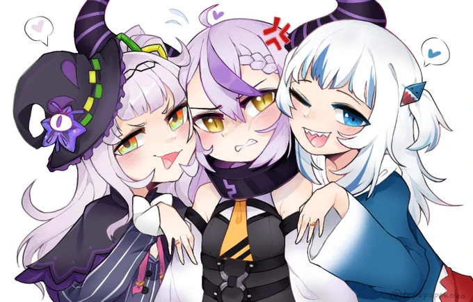 "YES, we made her~" 🌙💜🔱
#シオンの書物
#Laplus_Artdesu
#gawrt 
