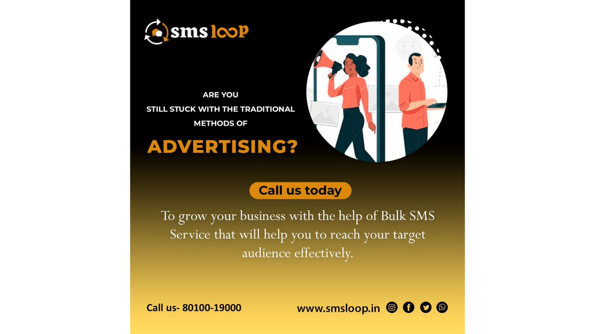 SMSLOOP (@smsloop1) on Twitter photo Call us today!
To grow your business with the help of Bulk SMS Service that will help you to reach your target audience effectively.
#marketing #marketingdigital #entrepreneur #motivation #socialmedia #marketingstrategy #contentmarketing #smsmarketing #bulksms #smsloop Call us today!
To grow your business with the help of Bulk SMS Service that will help you to reach your target audience effectively.
#marketing #marketingdigital #entrepreneur #motivation #socialmedia #marketingstrategy #contentmarketing #smsmarketing #bulksms #smsloop