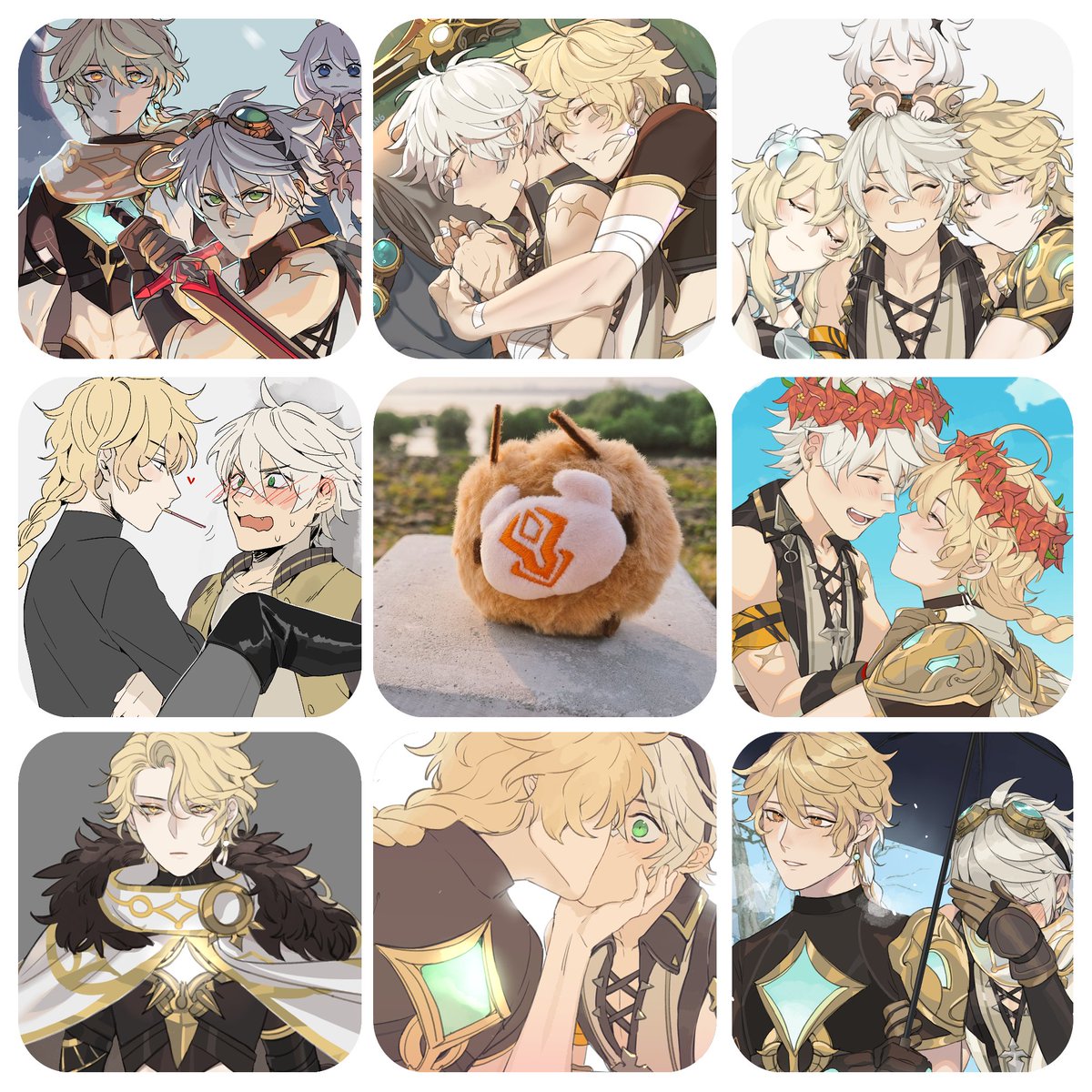 #artvsartist2021 except I've morphed into a hilichurl stalking on 2 traveling boys this year