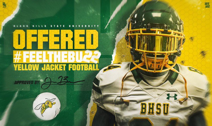 SamuelCooperIV's tweet photo. Blessed to be the first kid in the class of 2023 to get an offer from Black Hills State!!!! https://t.co/gXumm3PLG5