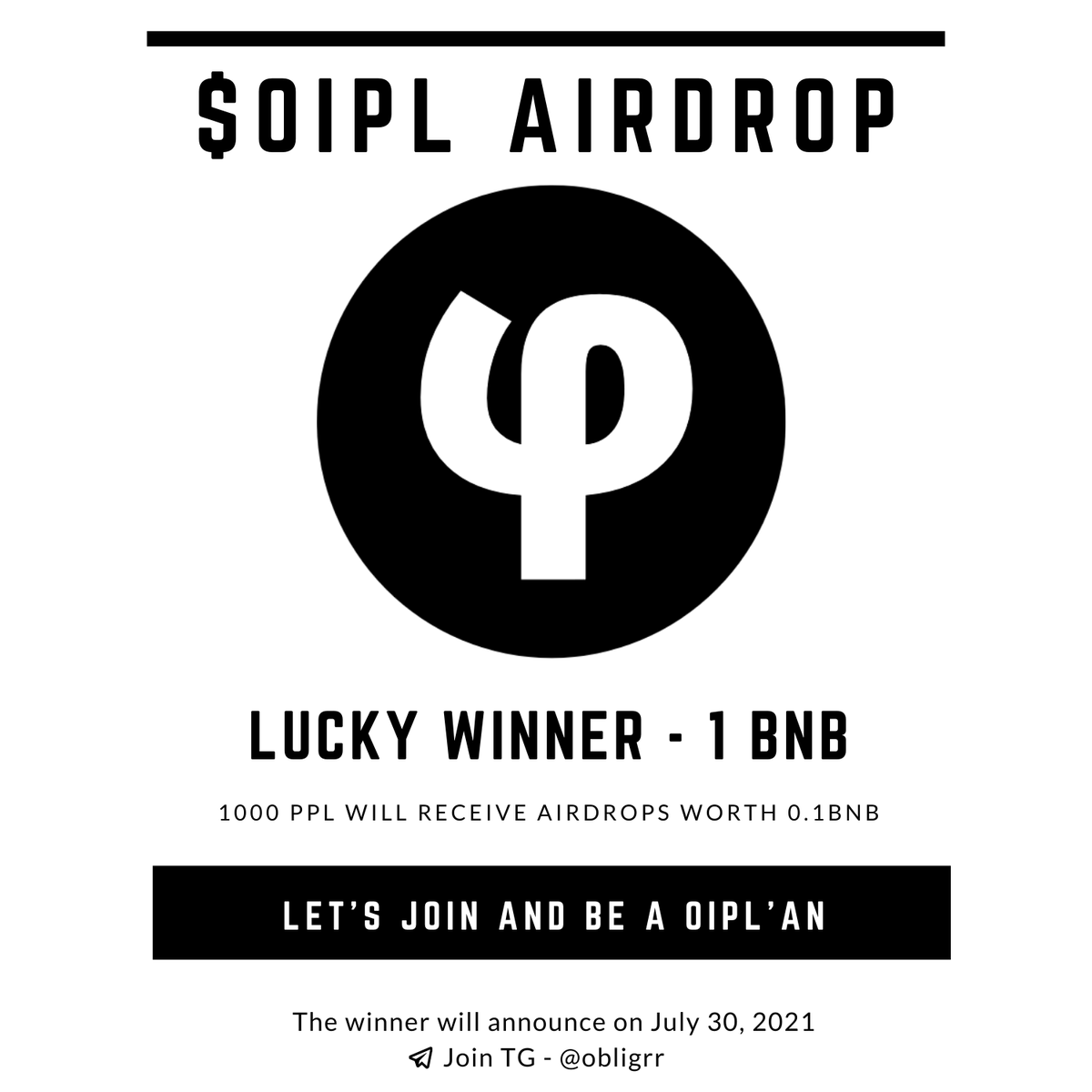oiplexchange's tweet photo. OIPL™ is here to give 1 BNB💰🤑💰
For 1 Lucky Winner, and 1000 ppl will receive airdrops worth
0.1BNB, Let's join and be an OIPL'an!!

The winner will announce on July 30, 2021 - TG - @obligrr
register here and give details
👇👇

https://t.co/wkSwV3q5U5 https://t.co/wuXC087EEJ