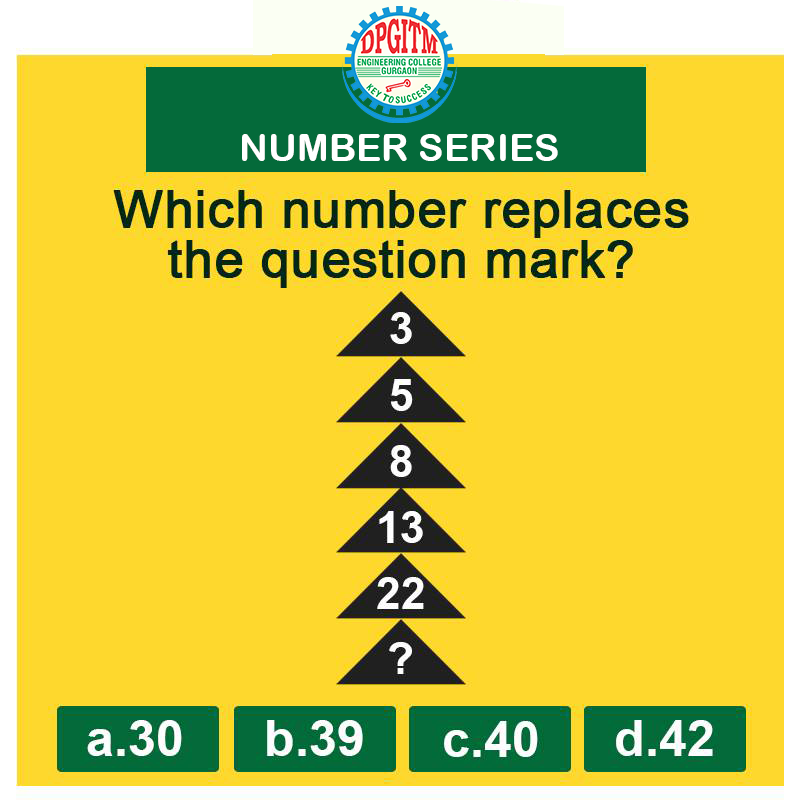 DPGITMGurugram's tweet image. Which Number Replaces the question mark? #numberseries #logicalquestions #dpgitm #engineering #college
