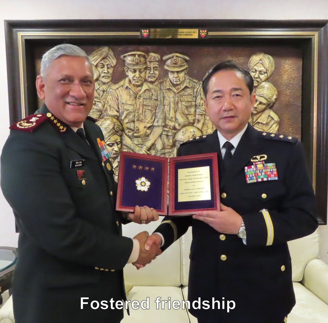 JapanJointStaff's tweet photo. On behalf of JSDF, I extend our deepest condolences on the passing of CDS Gen Rawat, his wife and eleven others. He is my friend since we were Ground Chiefs. I respect his excellent leadership in advancing our Special Strategic and Global Partnership. Our hearts are with India. https://t.co/iISHJRPjGG