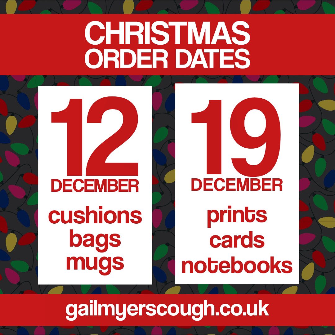 GailMyerscough's tweet photo. DON’T MISS OUT!
Last order dates for #Christmas delivery 
https://t.co/efvD9JdtEG 
#shopsmall #shopindie #Christmasgifts https://t.co/b9FSVOLqzP