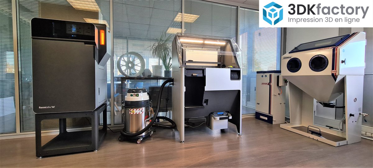 🚀 Le pack #Fuse1 de @Formlabs est arrivé chez notre partenaire @3DKFactory !
L’écosystème #SLS complet de #Formlabs:  l’imprimante 3D Fuse 1,  l’aspirateur ATEX, la station de dépoudrage Sift ainsi que la sableuse #Guyson.
Le tout parfaitement installé dans leurs beaux bureaux