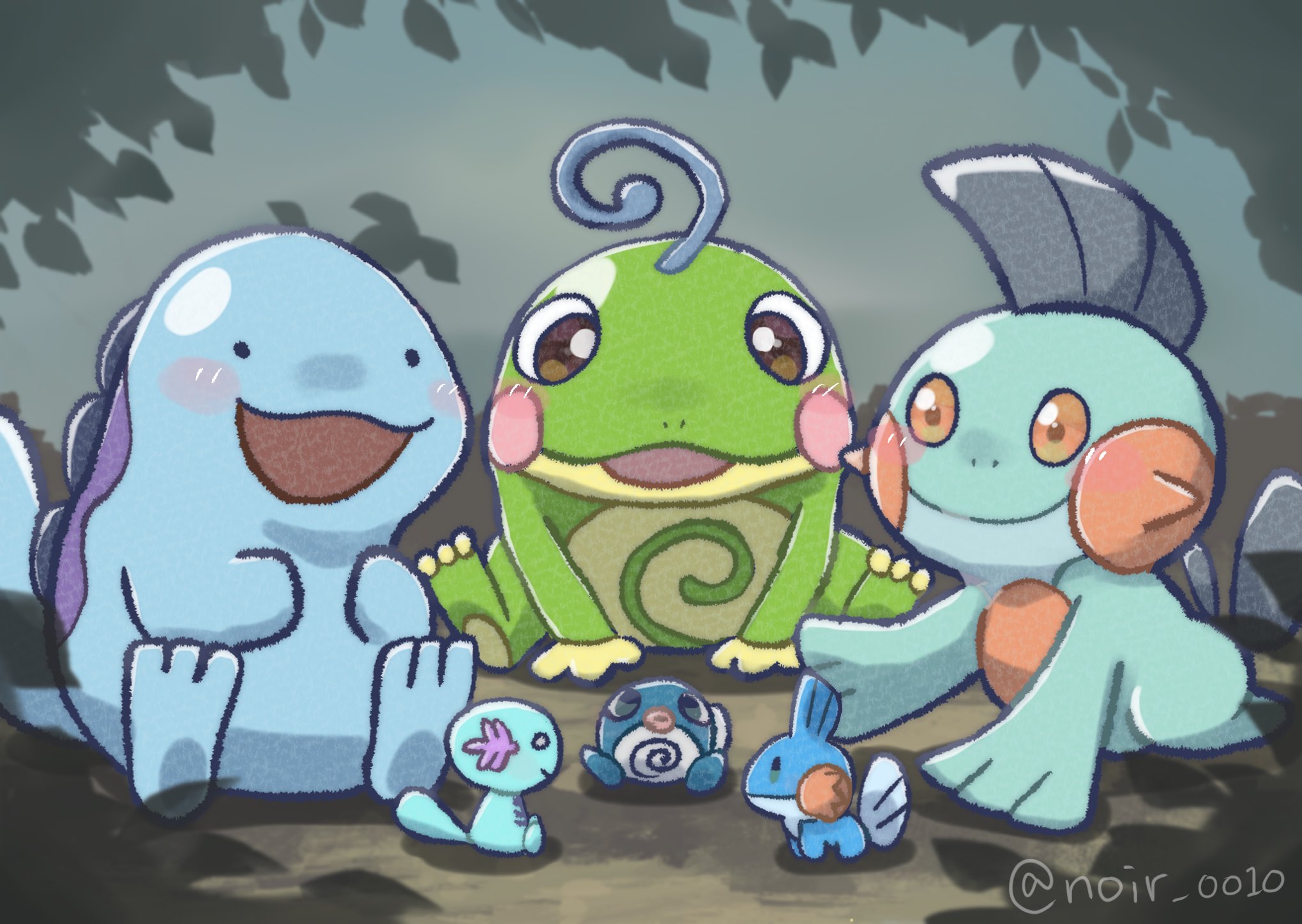 のあーる 進化してもずっと仲良し3人組 僕たちチームどろあそび しめりけちゃん ポケモンイラスト Pokemon ヌマクロー ヌオー ニョロトノ T Co Box56tikg1 Twitter