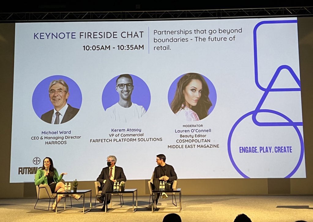 LailaMousa's tweet photo. Great fireside chat between @Harrods and @farfetch and how they leveraged their each other strengths (aka the Martha Stewart and Snoop Dogg collaboration) at #futrworld @FUTRGroup https://t.co/LqgBFOxI10