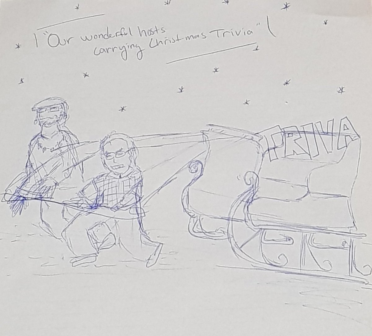 IamDanielChai's tweet photo. A wonderful artist sketched @JPorterCreative and myself during @fandomtriviayvr tonight at @crowalehouse and we absolutely love it! #FandomTrivia https://t.co/cCWm30VZ7O