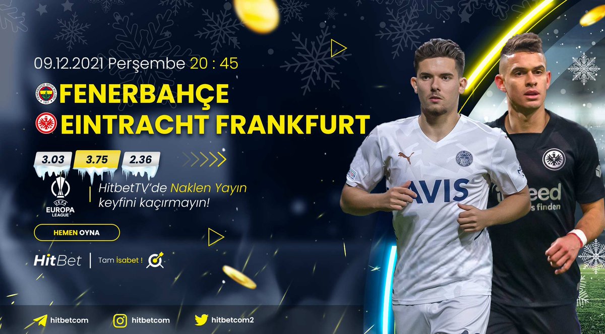 #fenerbahçe ⚜ #eintrachtfrankfurt karşılaşması  #uefaavrupaligi heyecanı ile bu akşam saat 20:45'te #Hitbet'te!

🌐 Güncel Sitemiz : hitbet163.com

🖥 Maç Yayınları İçin : hitbet105.tv

🎯#Hitbet #Tamisabet