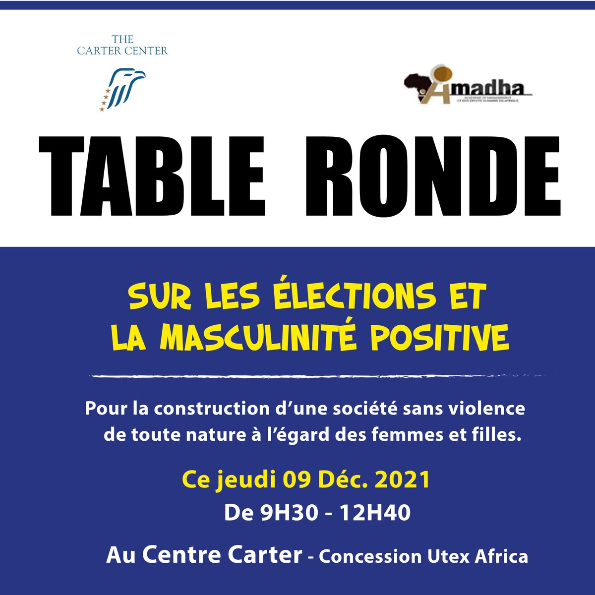 mdhcongo's tweet photo. 🔴#HappeningNow Puisque nous devons contribuer à la construction d’une société sans violence de toute nature à l’égard des #femmes & filles, rejoignez-nous dans notre Table Ronde multipartite en collaboration avec l'OSC #AMADHA. ✅Thème : #Elections et #MasculinitéPositive https://t.co/yKWSfq1n6g