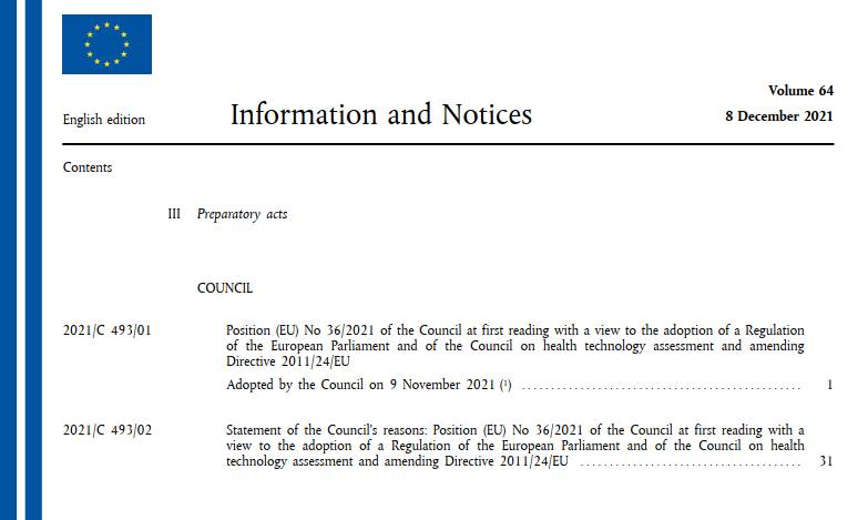 Council position etc. on #HTA #health #technologyassessment regulation and amendement to #patientmobility Directive 2011/24/EU 

europa.eu/!44tDCY 

@EAHL_IGBiolaw @EAHLaw @HealthLawLund @EUPHActs