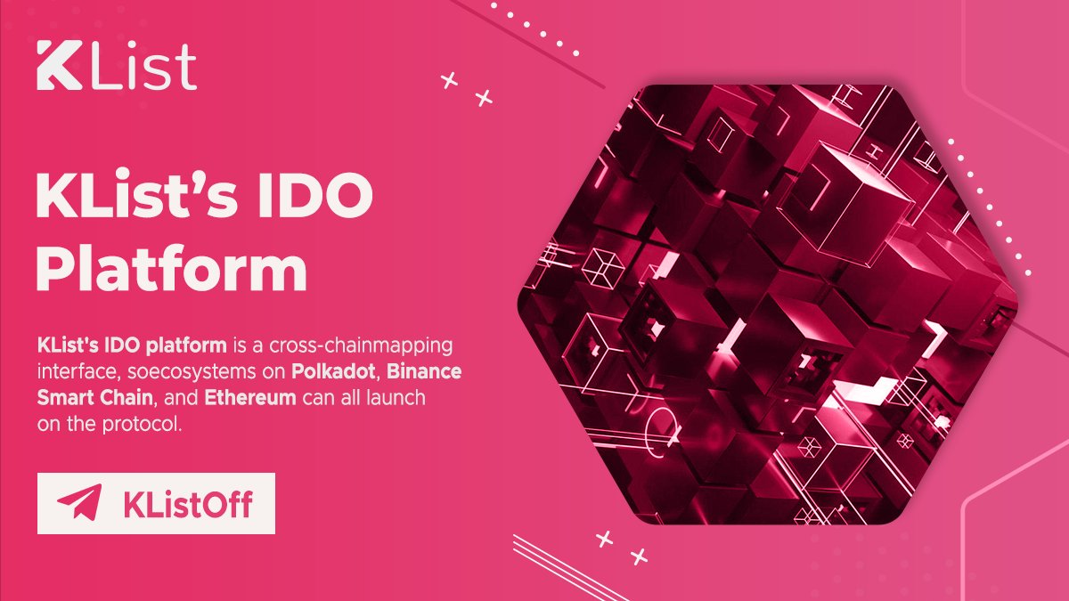 #KList's #IDO platform is a cross-chain mapping interface, so ecosystems on <a href="/Polkadot/">Polkadot</a>, <a href="/BinanceChain/">Binance Chain</a>, and <a href="/ethereum/">Ethereum</a> can all launch on the protocol.

#LIST $LIST