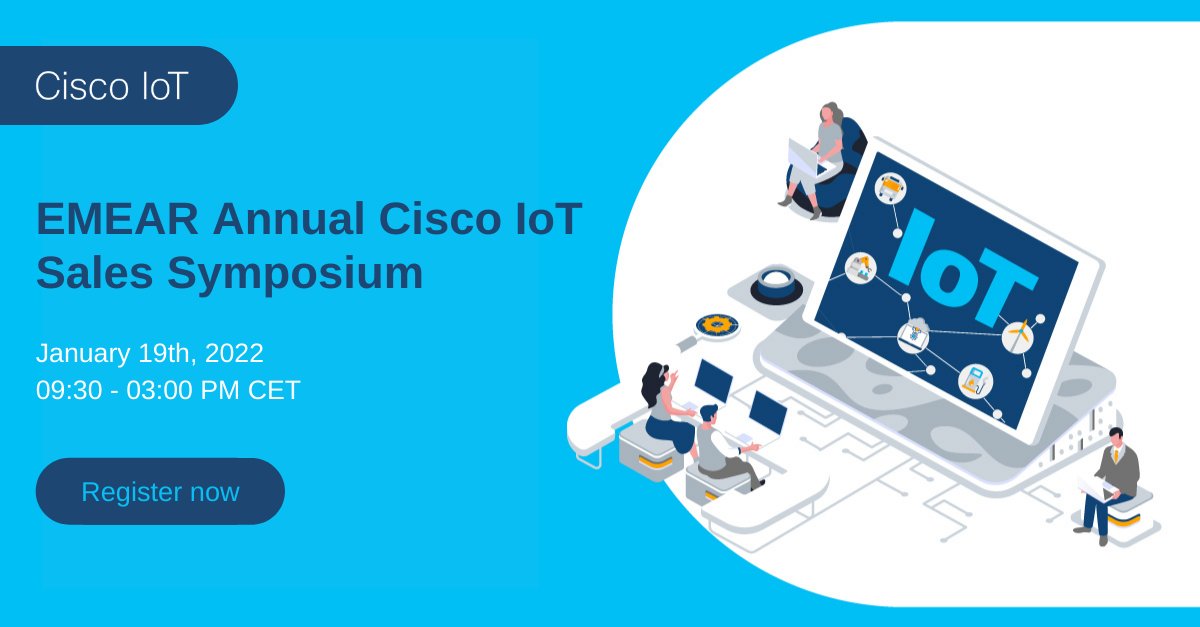 CiscoIIoT's tweet photo. Calling all Cisco #partners in #EMEAR to join us for the first IoT Sales Symposium - exclusively focused on Account Managers that focus on commercial engagement with end users. Learn how to close bigger #deals more quickly, plain and simple. Register here: https://t.co/qes08bjASJ https://t.co/ZjQjYXK0SS