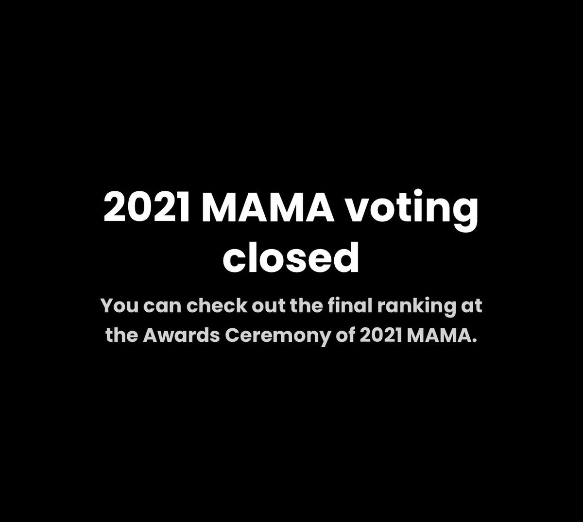 rosekcharts's tweet photo. 2021 MAMA voting is officially closed!
(Website + Apple Music Playlist)

Thanks everyone for voting ever since day 1. But it’s not over till it’s over. Twitter voting is still ongoing till the live broadcast on Dec 11, 2021 so keep retweeting valid tweets.😊🗳

#ROSÉ #로제 https://t.co/OIcohf3xro