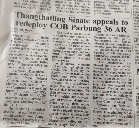 pherzawl's tweet photo. Pi @SThangthatling calls for redeployment of security forces in Parbung. @TheSangaiExpres #Manipur https://t.co/3LevYncrt9
