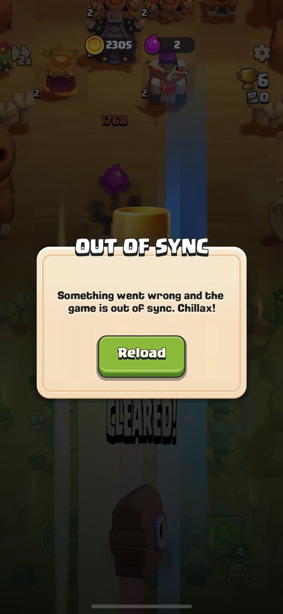 Dear <a href="/supercell/">Supercell</a> 

I have a big Problem…. Always get the same Error: „Out of Sync“ at the Same position in <a href="/ClashQuest/">Clash Quest</a> . When I finish Stage 6 . 

#clashquest #supercell