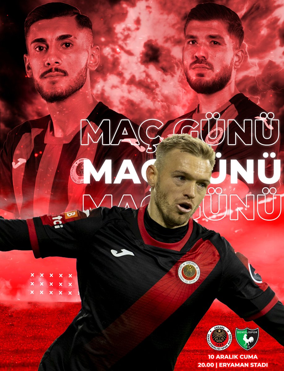 kirmizikara's tweet photo. MAÇ GÜNÜ!

🆚 Altaş Denizlispor
🕗 20.00
🏟️ Eryaman Stadı
📺 TRT Türk - beIN SPORTS MAX 2
📲 #HaydiGençler 🔴⚫️ https://t.co/F7H1F62xau