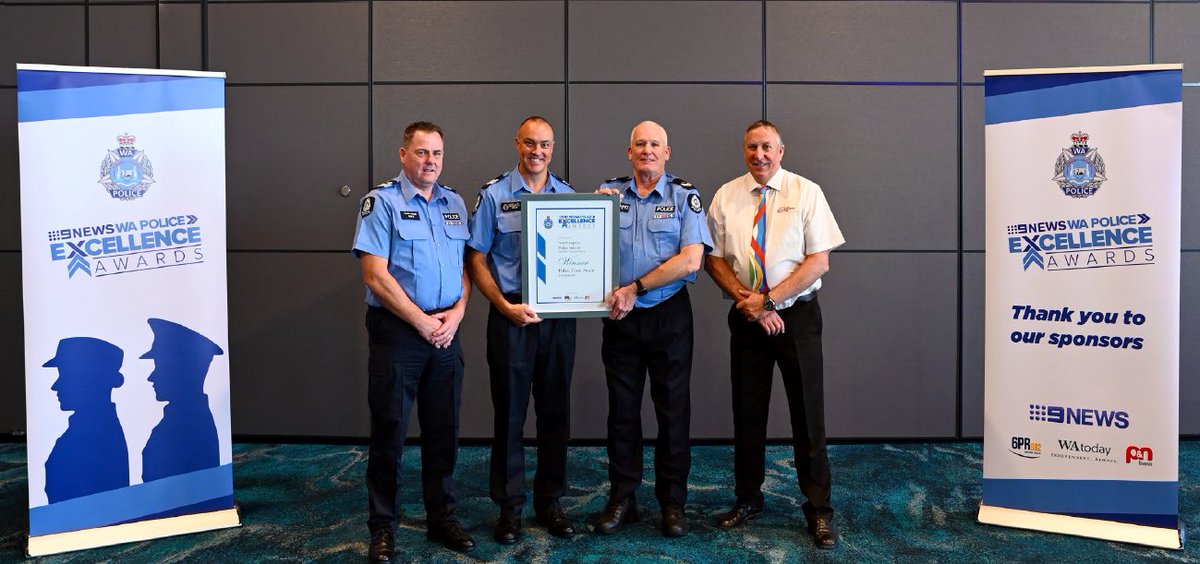 Congratulations to Northampton Police Station for winning the teams category of the Nine News Police Excellence Awards this morning. Your support to the community following TC Seroja was outstanding. Very proud. #fb