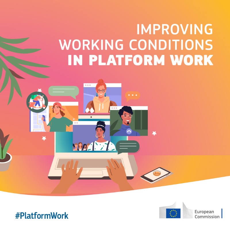 EU_Social's tweet photo. Today, we propose a set of measures to improve the working conditions in #PlatformWork 🚗🍕

The rules will provide:
🤝 labour rights and benefits for people working through platforms
🛡️ protection as regards the use of algorithmic management
⚖️ legal certainty

Learn more 👇🏽