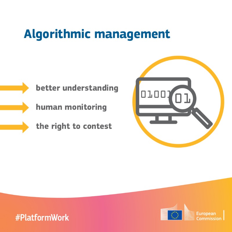 EU_Social's tweet photo. Today, we propose a set of measures to improve the working conditions in #PlatformWork 🚗🍕

The rules will provide:
🤝 labour rights and benefits for people working through platforms
🛡️ protection as regards the use of algorithmic management
⚖️ legal certainty

Learn more 👇🏽