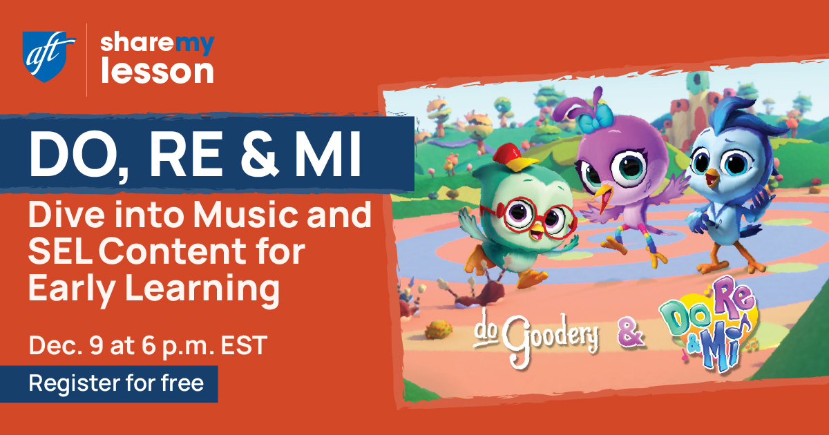 sharemylesson's tweet photo. TODAY, 12/9 @ 6 PM ET. π¦π€π£π₯ FREE webinar π΅ DoReMi: Dive into #Music and #SEL Content for Early Learning with these "best birdie buddies"
πΆ Register today! https://t.co/lUeOXqSxHO
#EdChat #tinykindempire #DistanceLearning #ECE #EarlyEd @dothegoodery @AFTunion @AFTteach https://t.co/gXV9FRyWmU