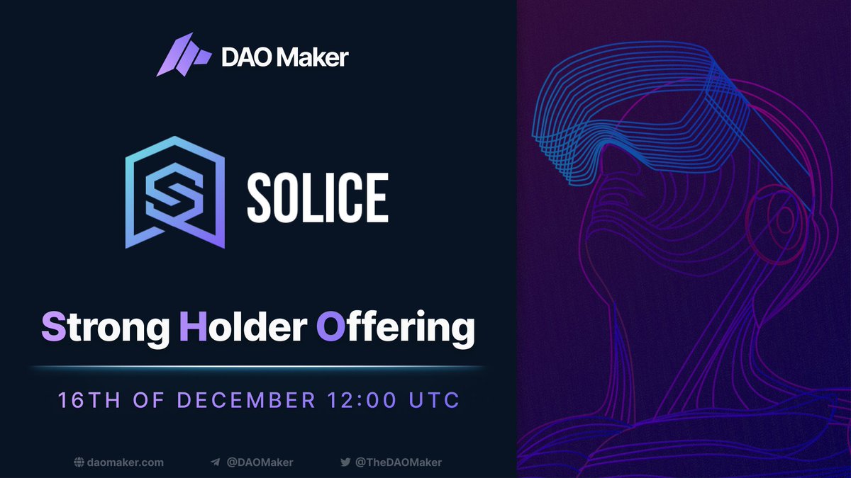 daomaker's tweet image. SHO: @solice_io 

Solice vision is to create an environment where fun narratives can be shaped by users who want to enjoy themselves in a virtual world and live a second life. Disrupting the Solana ecosystem with a truly immersive VR Metaverse.

Research Page: Coming soon!

1/