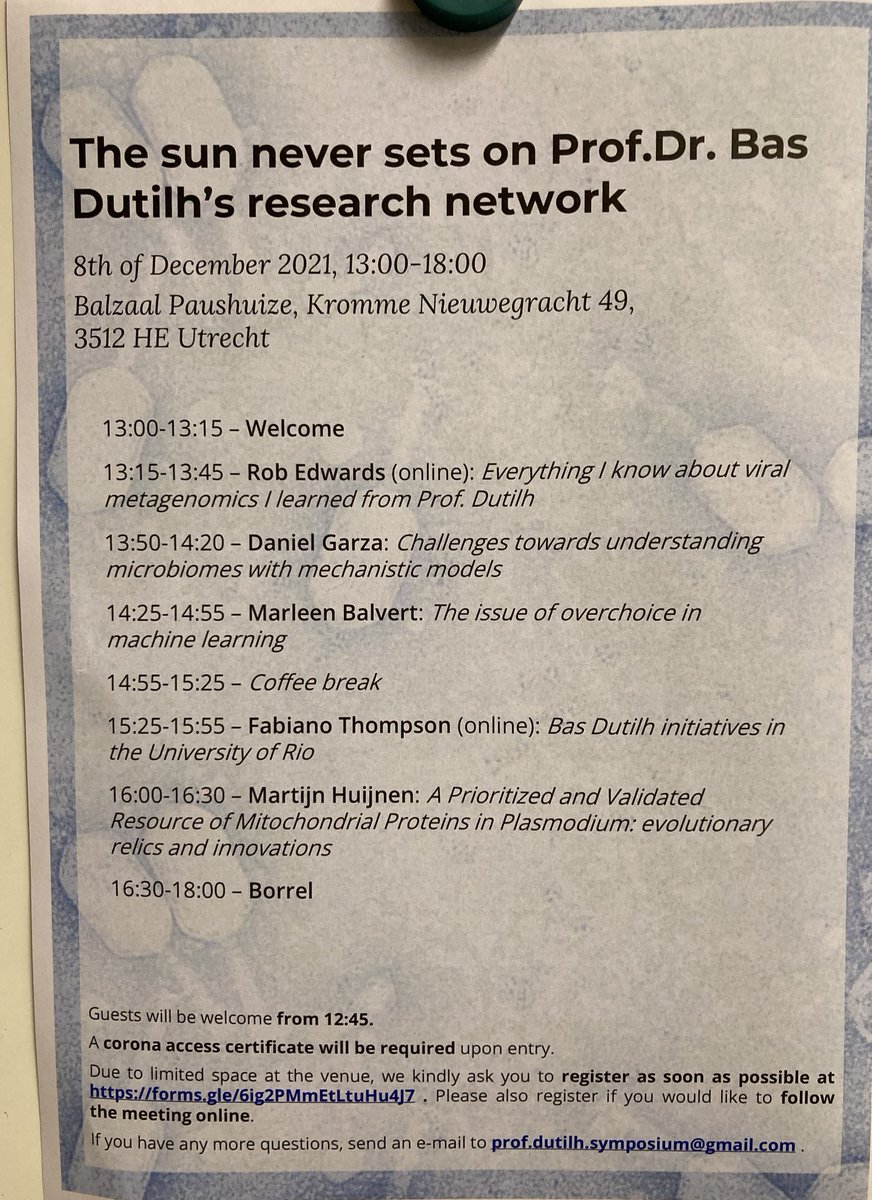 BinfUtrecht's tweet photo. Yesterday we had a wonderful (if bittersweet) seminar to celebrate Prof. dr. @BEDutilh's new appointment as professor of viral ecology @microverse_exc @UniJena. Great talks by @linsalrob, Daniel Garza, Marleen Balvert, Fabiano Thompson and Martijn Huijnen that ... https://t.co/rcXVDELHpu