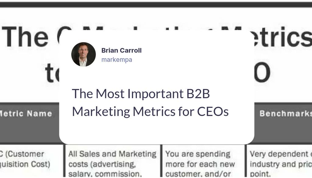 Marketers are always asking us at ITSMA, “What are the five most important metrics that should be on our marketing dashboard?” But there is no one-size-fits-all easy answer.

Read more 👉 lttr.ai/p4Ko

#AccountBasedMarketing #CustomerCentric #DemandGeneration