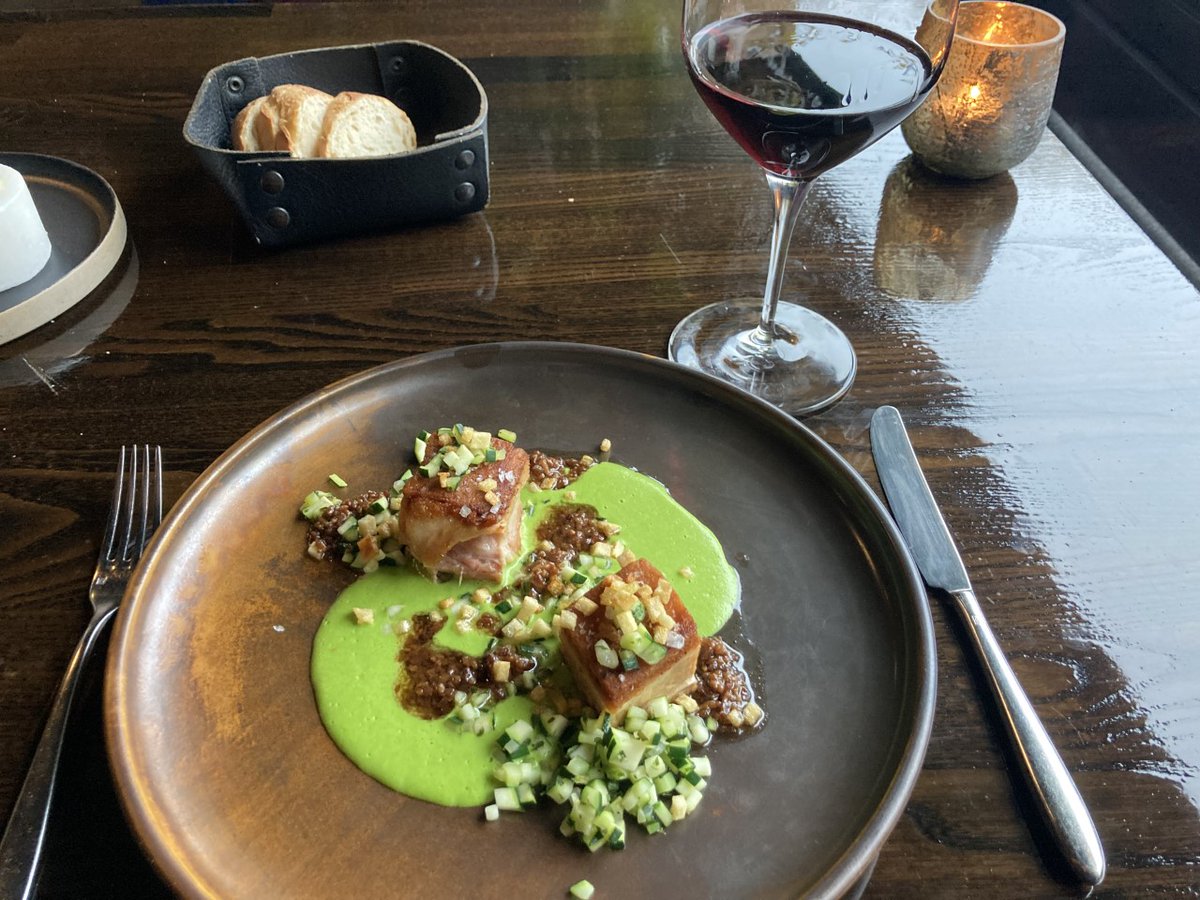 MICHELINgidsBNL's tweet photo. Meaty and well-rendered pork belly with a show stopping pea sauce at #Huson.
#BibGourmand #Rotterdam https://t.co/85tcIj18lJ