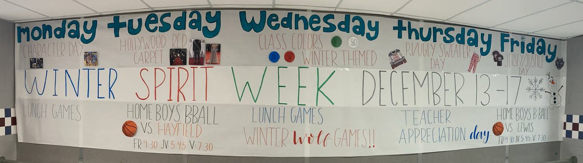 Justice Athletics (@justice_sports) on Twitter photo ❄️Winter Spirit Week Next Week❄️
☃️Spirit Themes🔴🔵⚪️
⬇️Lunch Games🎊🥳🥇
🐺 Wolf Games 🥶🏂⛷
<a href="/justicehswolves/">Justice High School</a>
@TiffanyNarcisse
<a href="/HypesquadWolves/">#WOLFPACK</a>
<a href="/Wolfpack_SGA/">Justice SGA & Leadership</a> ❄️Winter Spirit Week Next Week❄️
☃️Spirit Themes🔴🔵⚪️
⬇️Lunch Games🎊🥳🥇
🐺 Wolf Games 🥶🏂⛷
<a href="/justicehswolves/">Justice High School</a>
@TiffanyNarcisse
<a href="/HypesquadWolves/">#WOLFPACK</a>
<a href="/Wolfpack_SGA/">Justice SGA & Leadership</a>