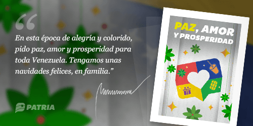 MSVEnLinea's tweet photo. #SepaQué | Usuarios del #SistemaPatria recibirá un mensaje de texto al N° 3532:

"En esta época de alegría y colorido, pido paz, amor y prosperidad para toda Venezuela. Tengamos una navidades felices en familias." A través del @CarnetDLaPatria

@MSVEnContacto #VenezuelaEnVictoria https://t.co/CUJ2dxOjwE
