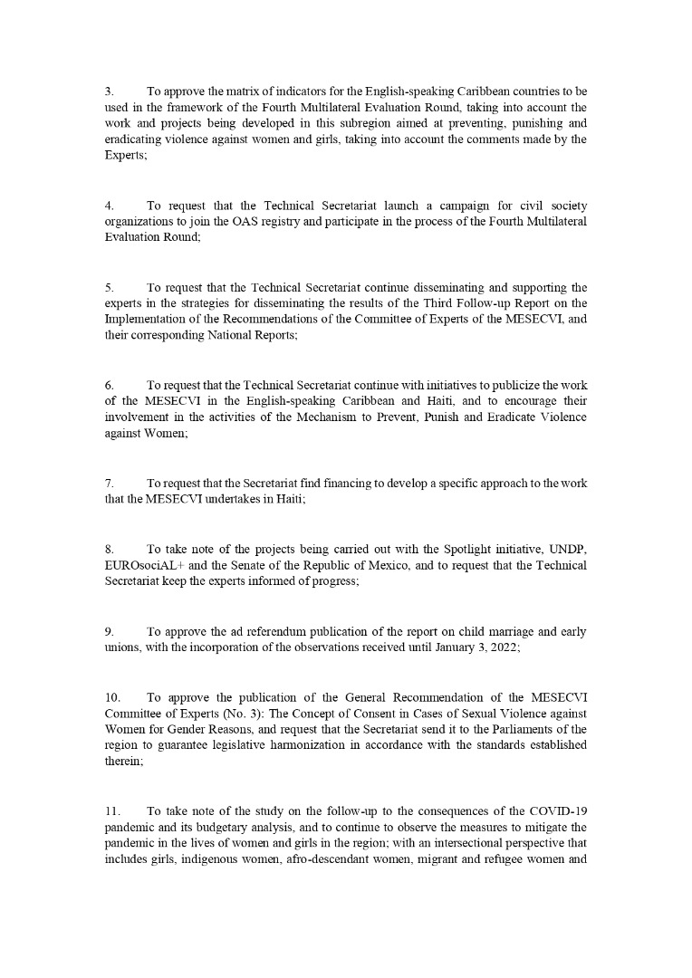 MESECVI's tweet photo. XVIII Meeting #CEVI You can see👁🗨 here the #WorkingAgreements for 2022 #MoreTools #LibresDeViolencia #YourVoiceMatters #BelémDoPará @MESECVI https://t.co/l7shLGdNlc