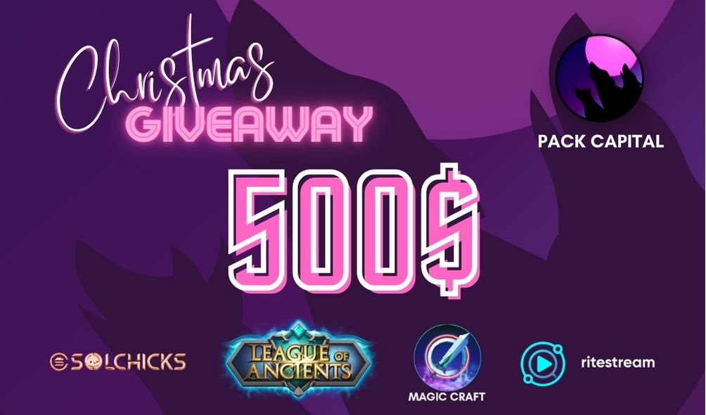 pack_capital's tweet photo. Ready to win 500$ worth tokens?

To join the #giveaway, just:
🎄Follow @pack_capital - @SolChicksNFT - @LOAOfficialMOBA - @MagicCraftGame - @ritestream_nft 
🎅Like &amp; Retweet this post
🎄Reply &amp; tag 3 friends
🎅Join our Discord
Full Instructions: https://t.co/rivggIRK1G
🍀GL&amp;HF! https://t.co/OmGfIkrH12