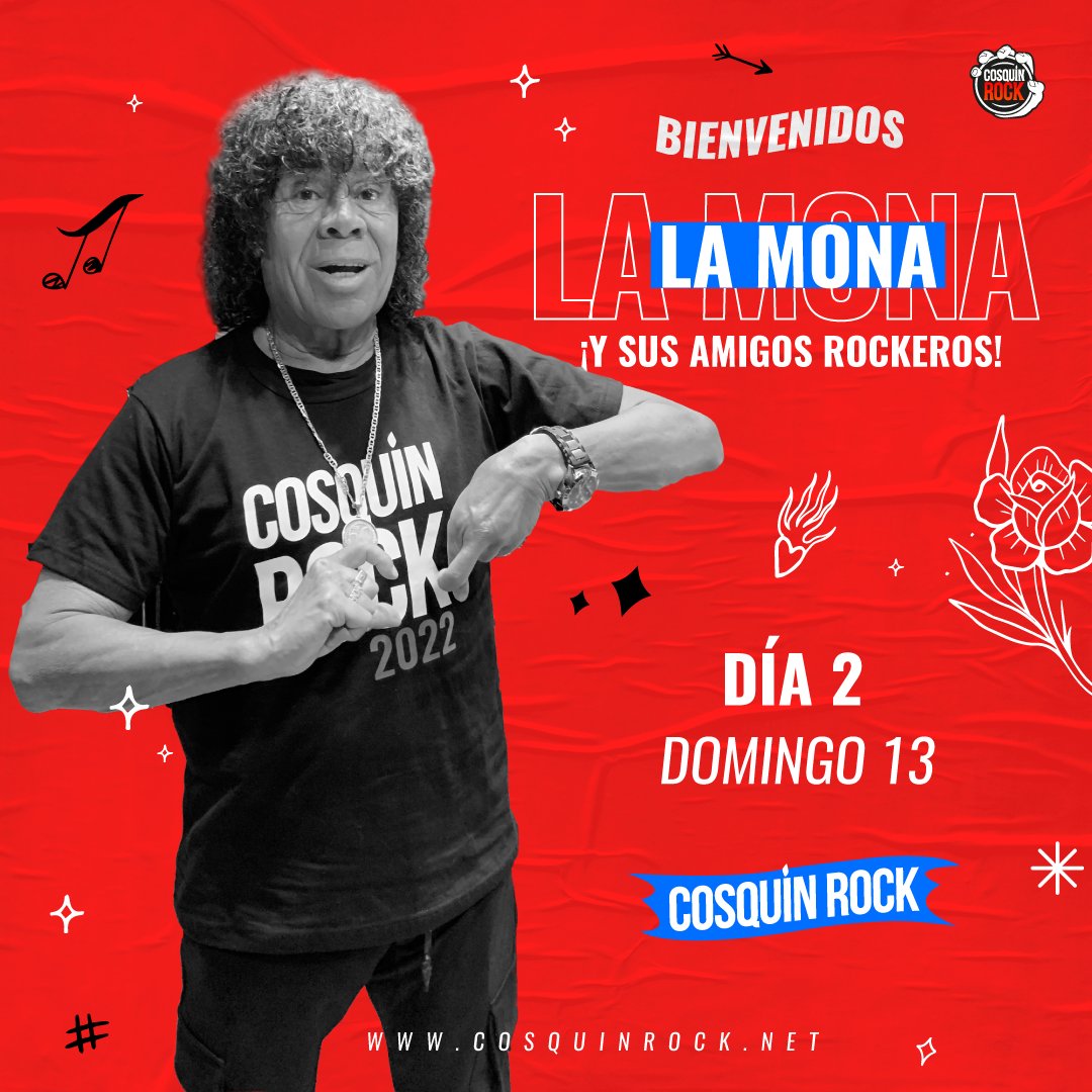 Cosquin_Rock's tweet photo. LA MONA LLEGA AL FESTIVAL MAS GRANDE DEL INTERIOR DEL PAIS‼️
 
@LaMonaOficial cierra el Cosquín Rock con sus amigos rockeros festejando sus 55 años de carrera.🤟🏻🤟🏻
 
 🗓️12 y 13 de Febrero
 📍Santa María de Punilla, CBA
  🎟️@edenentradas

#cr22 #cosquinrock #CelebremosElPresente https://t.co/xtCwDY4DQo