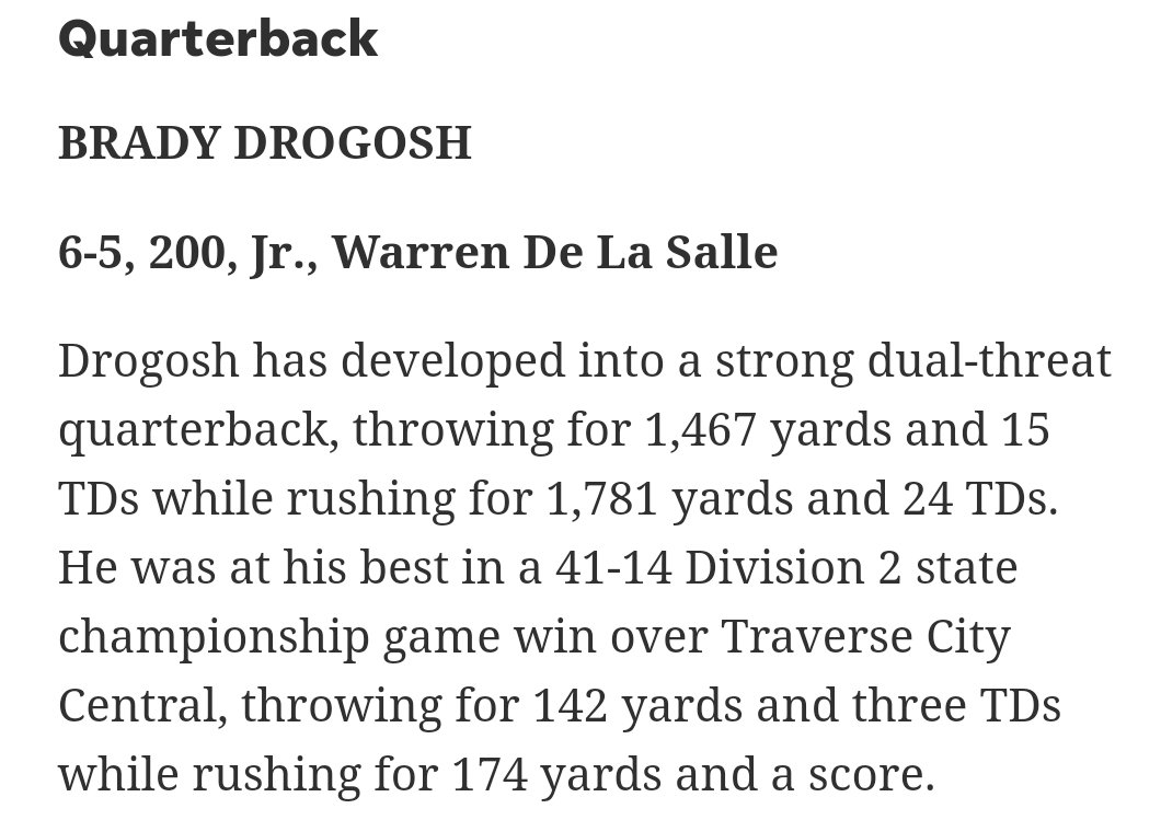 CoachBush_'s tweet photo. Congrats to the following @DLSFootball_MI individuals that were honored as All East by the @detroitnews!

1st Team
@BDrogosh (QB)
@MMuragin (DE)
@BeesleyWill (LB)
@coachrohn (HC)

2nd Team
@JeffreyRoskopp (OL)
@DevinSchmelter (DB)
@michaelbucci19 (P) https://t.co/6TcK4p5YsZ