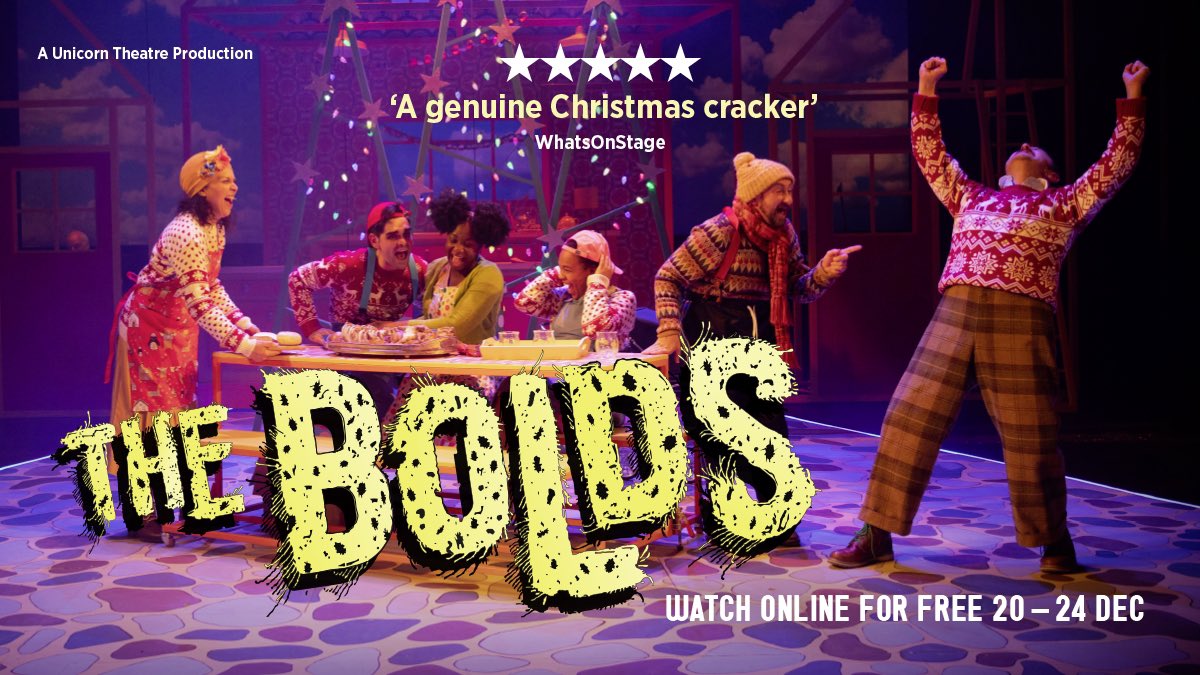 Unicorn_Theatre's tweet photo. SAVE THE DATE! 🗓 Our hit festive family show #TheBolds will be free to watch online 20 - 24 Dec 🎁 Filmed live at the Unicorn with @NorthSouthCult1 &amp; streamed in partnership with @AndersenPress @Booktrust @YouTube 🎄 https://t.co/IqdAxPGlku https://t.co/q06bS1WHlc