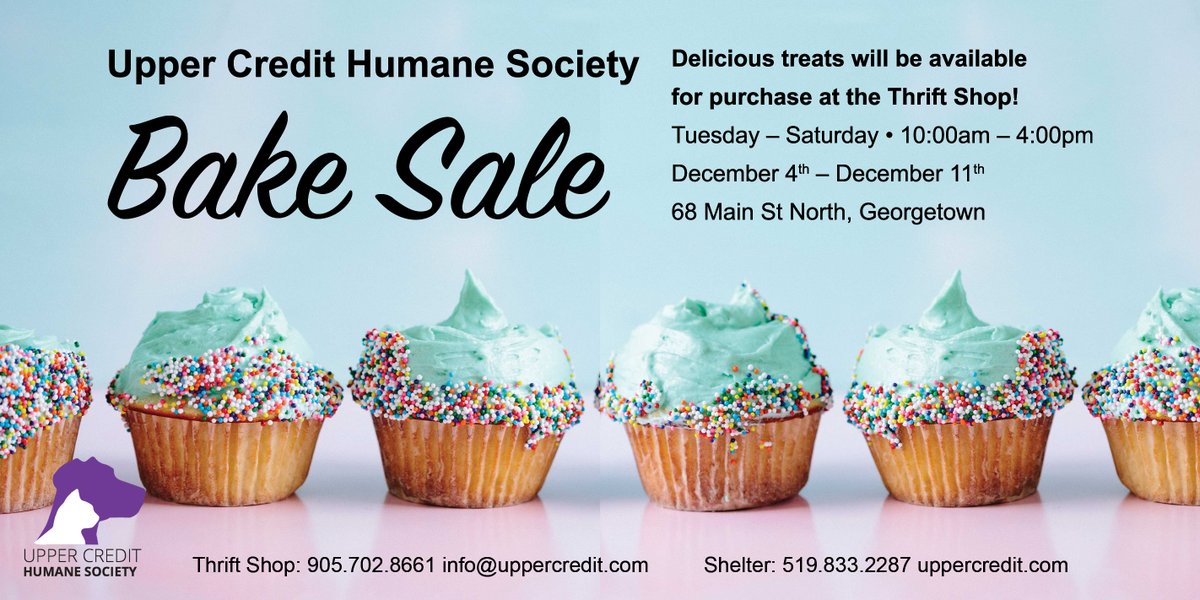 Are you looking for a sweet treat? Or perhaps a jumpstart on holiday baking? The UCHS Thrift Shop is holding a bake sale each day from Dec. 4-11 from 10 am-4 pm. Plan to stop by and pick up some goodies. #UCHSThriftShop