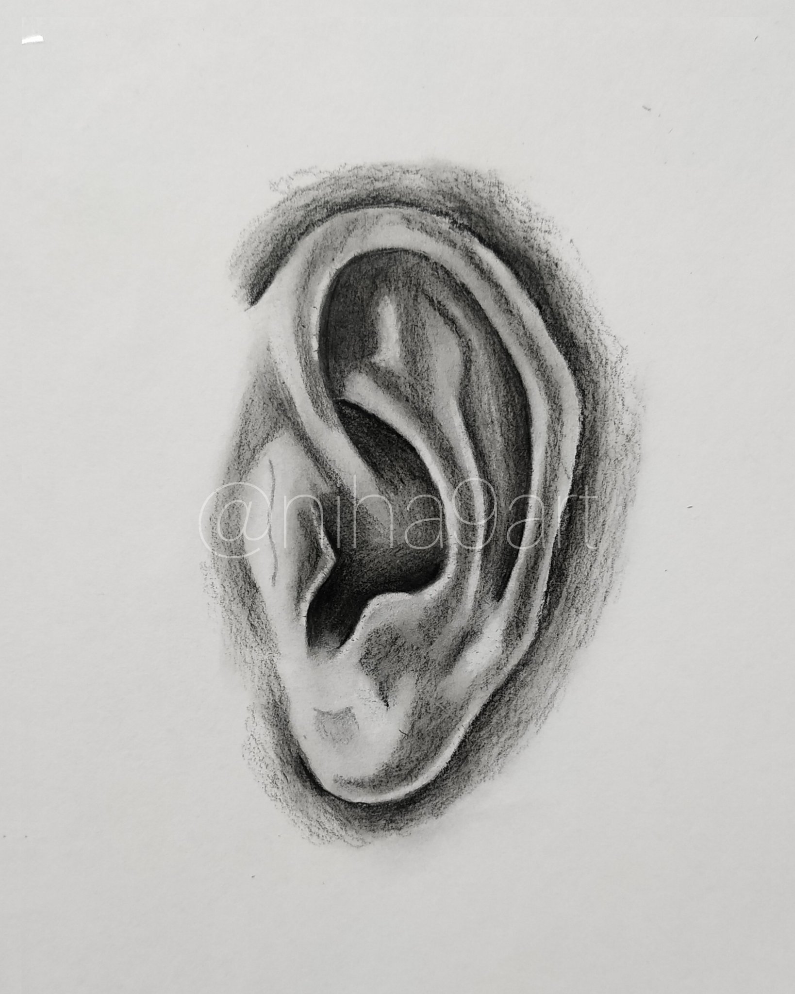 Ear hearing sound sign pencil sketch Royalty Free Vector