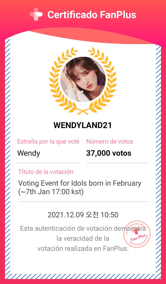 WENDYLAND21's tweet photo. — [ FANPLUS VOTACIÓN ] —

• Ya comenzó la votación para los Idols nacidos en Febrero!
Voten ahora por #WENDY con sus VT’s que están por vencer, guarden los que restan para el final!

Solo quedan 28 días 📣

→https://t.co/UxJkrB2mEy

#웬디 @RVsmtown #레드벨벳 #RedVelvet https://t.co/MvSIyU9hjm