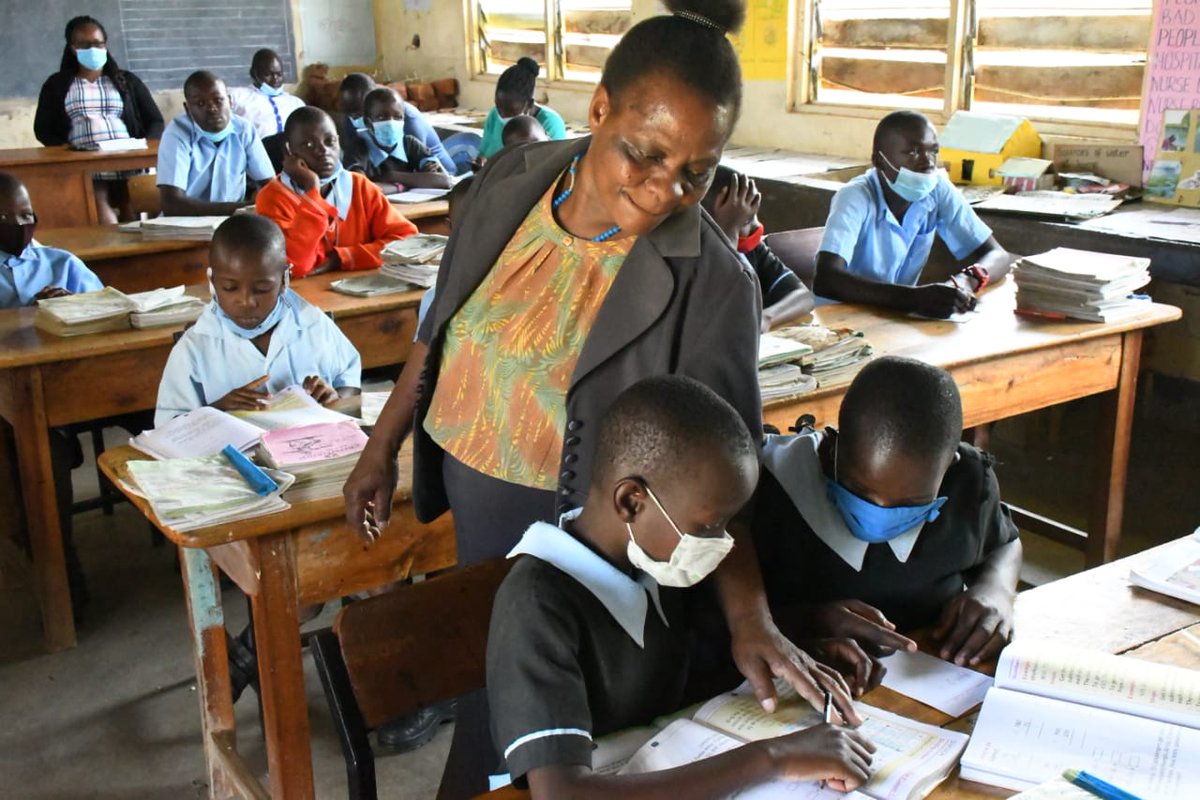 EduMinKenya's tweet photo. Officials of Joint mission assessing the impact of teaching and learning mathematics in Primary Schools at St.Martin Mumias Primary School for the Deaf, Kakamega County during a Peer Class observation session. 
#PRIEDE https://t.co/A45lARRKr6