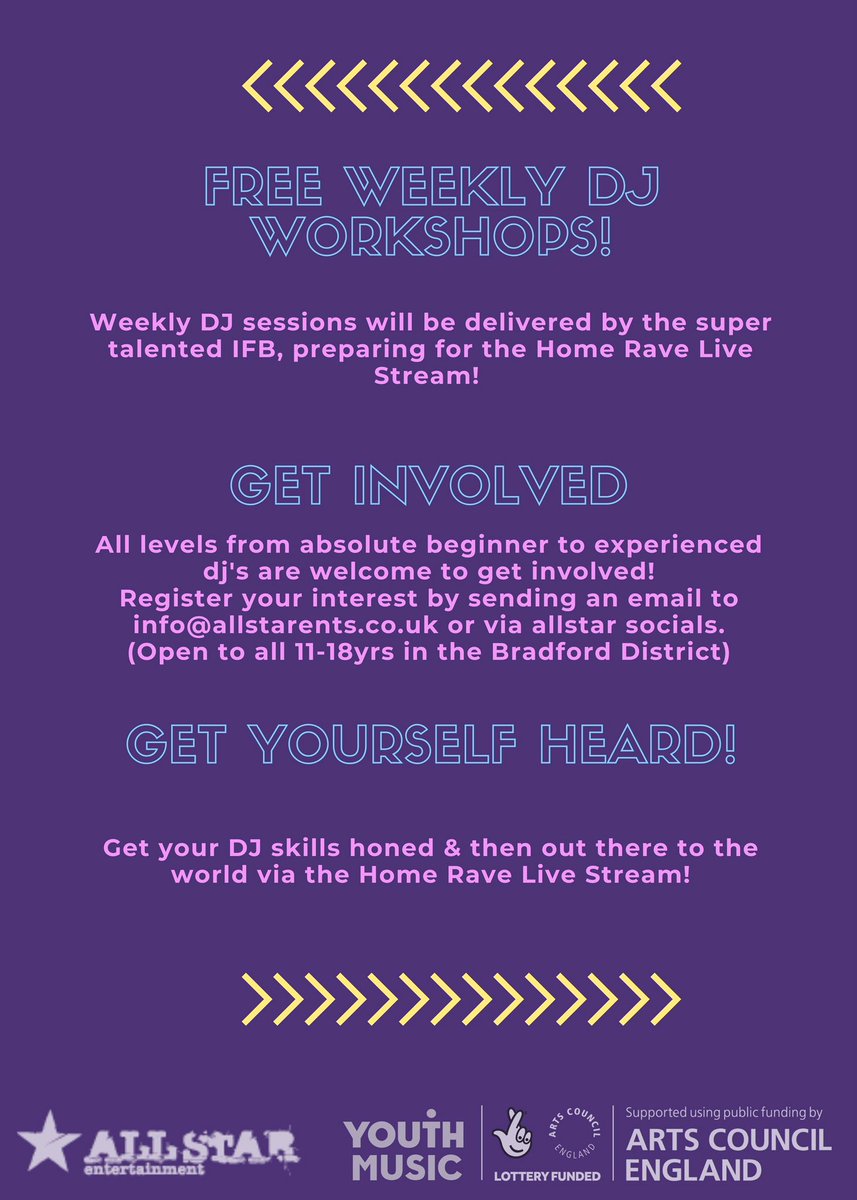 All Star (@allstarents) on Twitter photo Very hyped to announce this series of DJ workshops with Bradford talent “IFB” leading to a performance on the HomeRave livestream! Please share to all who may be interested! 🎛❤️🔉🎵 <a href="/IbbyFromBfd/">Ibby</a> <a href="/YouthBradford/">Bradford Youth Service</a> <a href="/bradfordmusic/">Bradford Music Network</a> <a href="/thebrickbox/">The Brick Box Ladies</a> <a href="/BradfordMusic1/">Bradford Music</a> <a href="/KeighleyYouth/">Keighley (Youth Service)</a> Very hyped to announce this series of DJ workshops with Bradford talent “IFB” leading to a performance on the HomeRave livestream! Please share to all who may be interested! 🎛❤️🔉🎵 <a href="/IbbyFromBfd/">Ibby</a> <a href="/YouthBradford/">Bradford Youth Service</a> <a href="/bradfordmusic/">Bradford Music Network</a> <a href="/thebrickbox/">The Brick Box Ladies</a> <a href="/BradfordMusic1/">Bradford Music</a> <a href="/KeighleyYouth/">Keighley (Youth Service)</a>