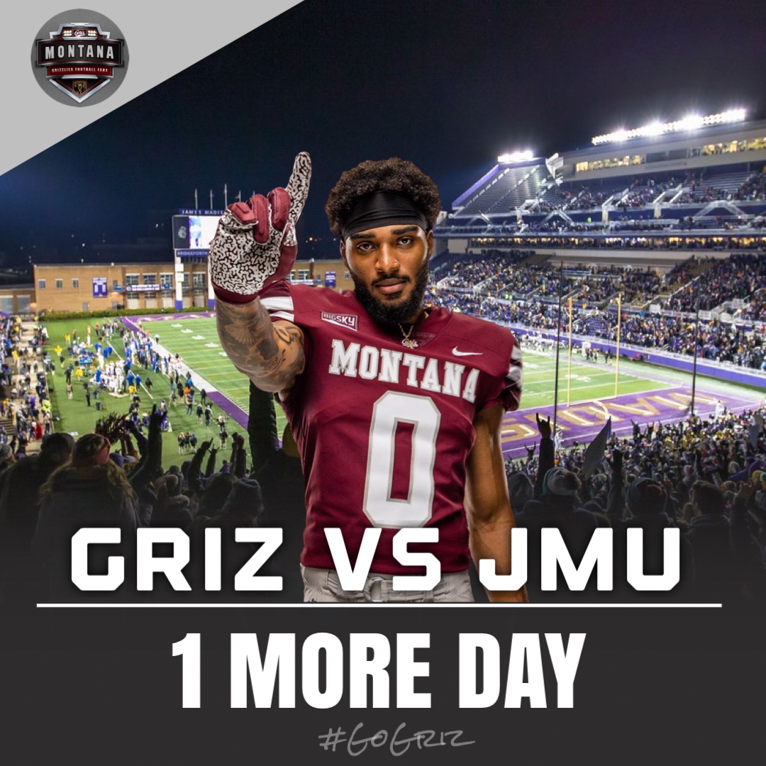 1 more day until gameday.  Montana takes on JMU for the final time. 

#GoGriz 

📸: <a href="/MontanaGrizFB/">Montana Griz Football</a> (Hicks Onu)
📸: <a href="/JMUSports/">James Madison Athletics</a> (Bridgeforth Stadium)