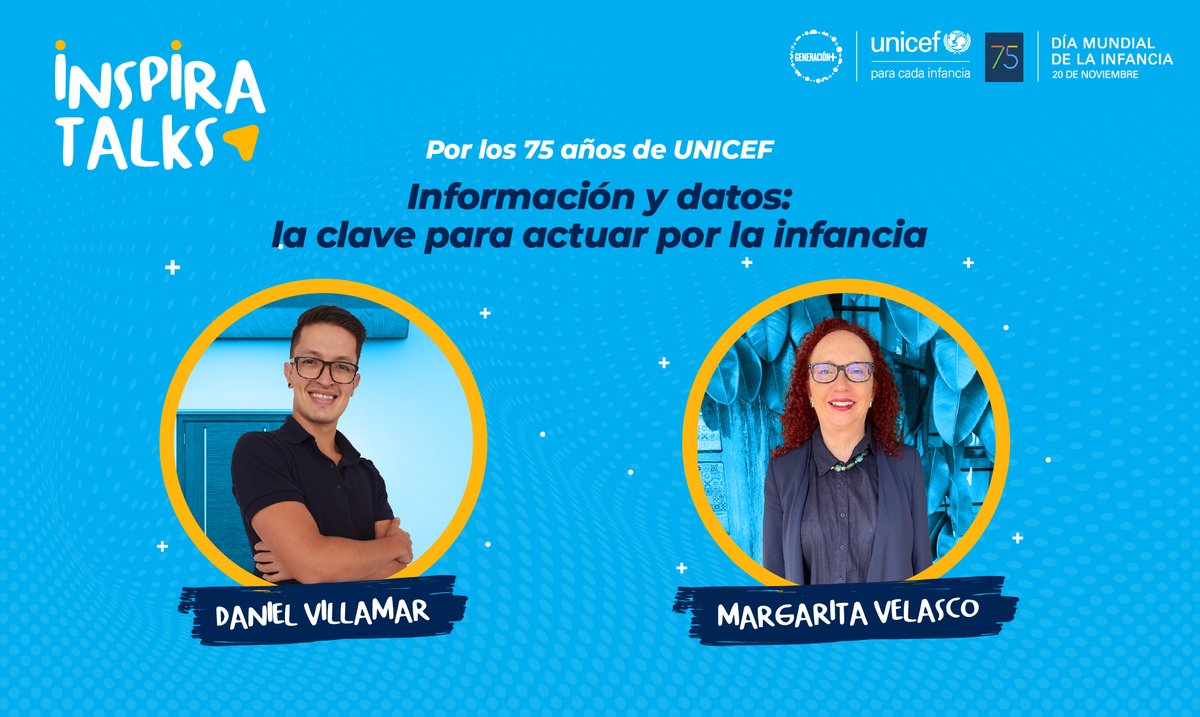unicefecuador's tweet photo. #InspiraTALKS | No te pierdas esta conversación entre Margarita Velasco y @danisostenible para conocer cómo, gracias a los datos, han logrado abogar por los temas que les importan:
💙Derechos de la infancia
💚Lucha contra el cambio climático
https://t.co/8lnGbpwElY
#UNICEF75 https://t.co/1UEUS7kDTX