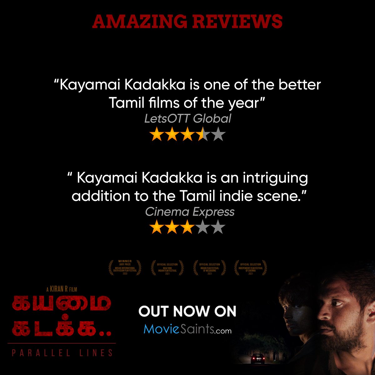 HiFiTalkies's tweet image. Amazing reviews for #KayamaiKadakka.

Movie streaming now on @moviesaints.com! Don&apos;t miss it.

@thekiranr @VatsanM @Masanth95 @santhanmusician
 #ParallelLines #indiefilm